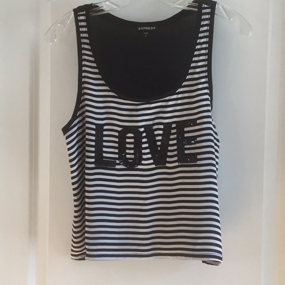 Express Black and White Striped Tank Top
